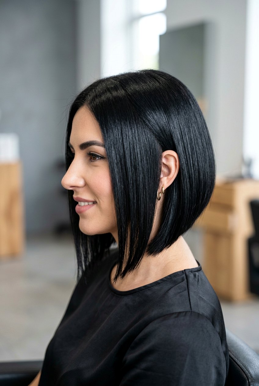 Inverted Black Bob - 20 glossy black hair ideas - 20 glossy black hair ideas
