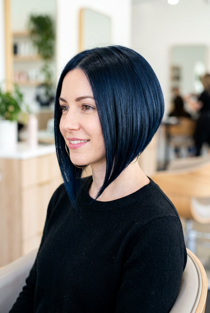 Inverted Blue Black Bob - 20 blue black hair color - 20 blue black hair color