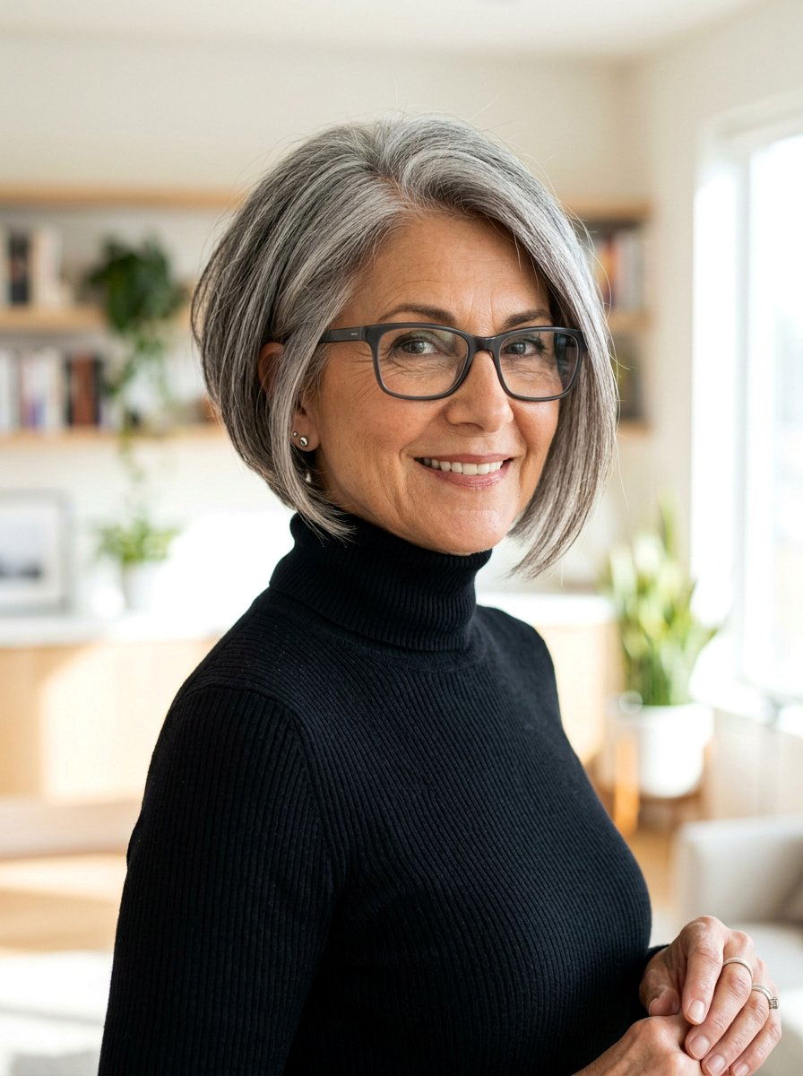 Inverted Bob For Older Women With Glasses - 20 short haircut for women over 50 with glasses - 20 short haircut for women over 50 with glasses