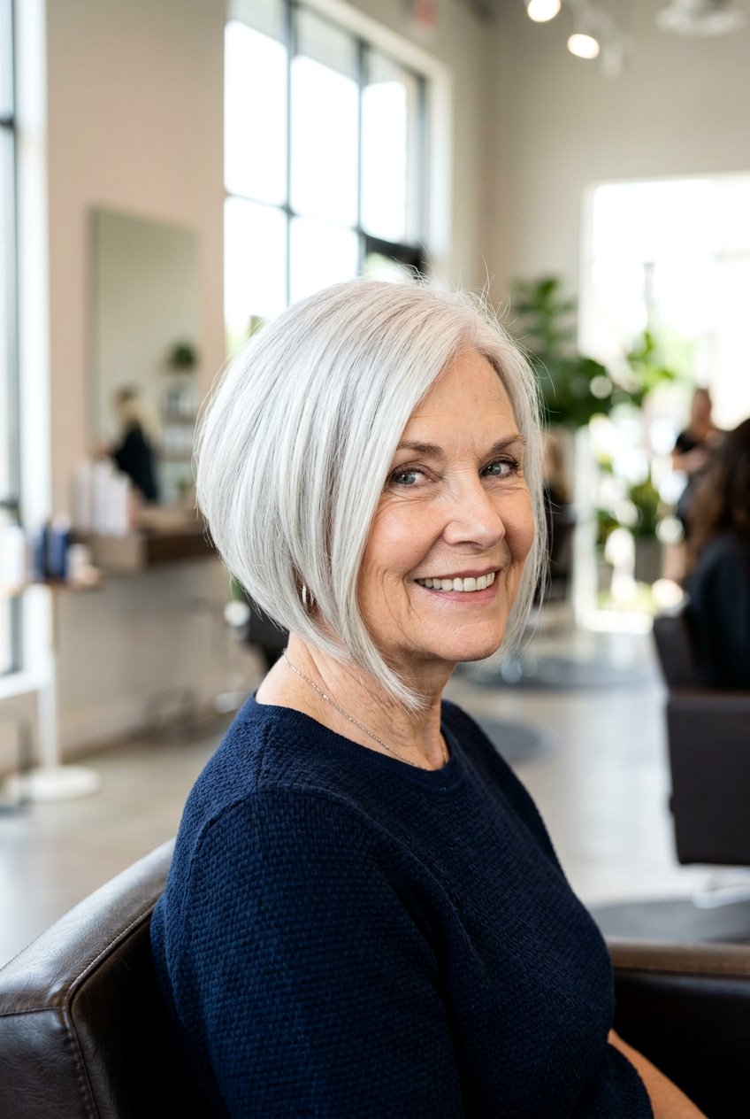 Inverted Bob Haircut - 20 best haircuts for women over 70 - 20 best haircuts for women over 70