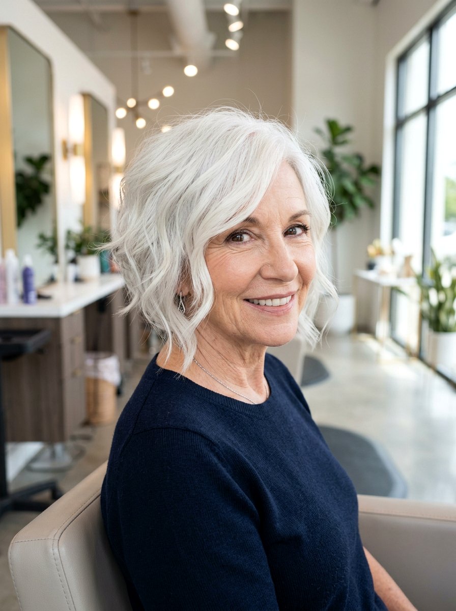 Inverted Bob Wavy Shag - 20 wavy shag haircut for women over 60 - 20 wavy shag haircut for women over 60