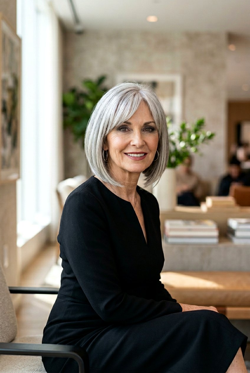 Inverted Bob With Curtain Bangs - 20 curtain bangs for women over 60 - 20 curtain bangs for women over 60