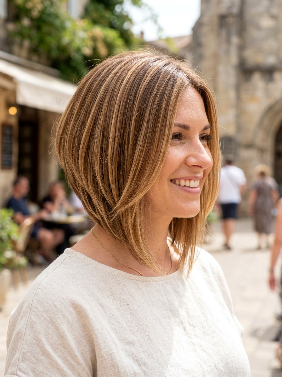 Inverted Bob With Highlights - 20 sleek bob for mature women - 20 sleek bob for mature women