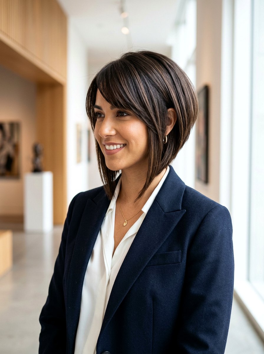 Inverted Bob With Side Swept Fringe - 20 short haircut with side swept fringe - 20 short haircut with side swept fringe