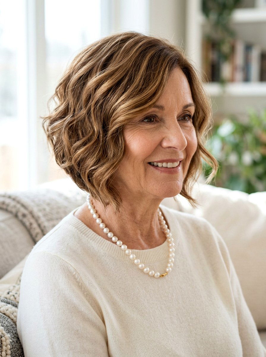 Inverted Bob With Soft Waves - 20 short bob with volume for older women - 20 short bob with volume for older women