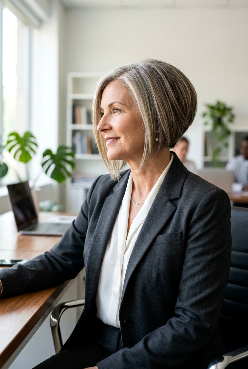 Inverted Bob With Stacked Back - 20 business casual bob for mature women - 20 business casual bob for mature women