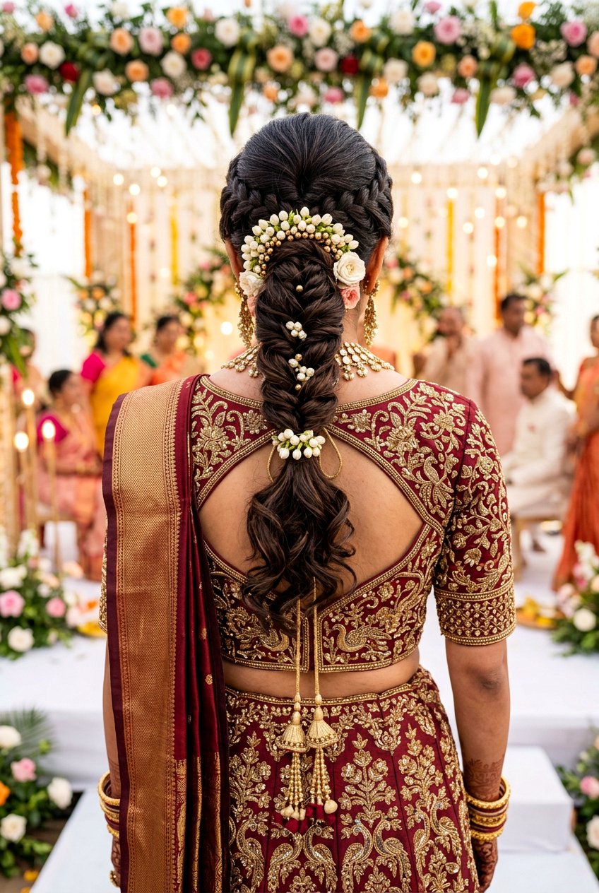 Inverted Braided Indian Bridal Ponytail - 20 indian bridal ponytail hairstyle - 20 indian bridal ponytail hairstyle