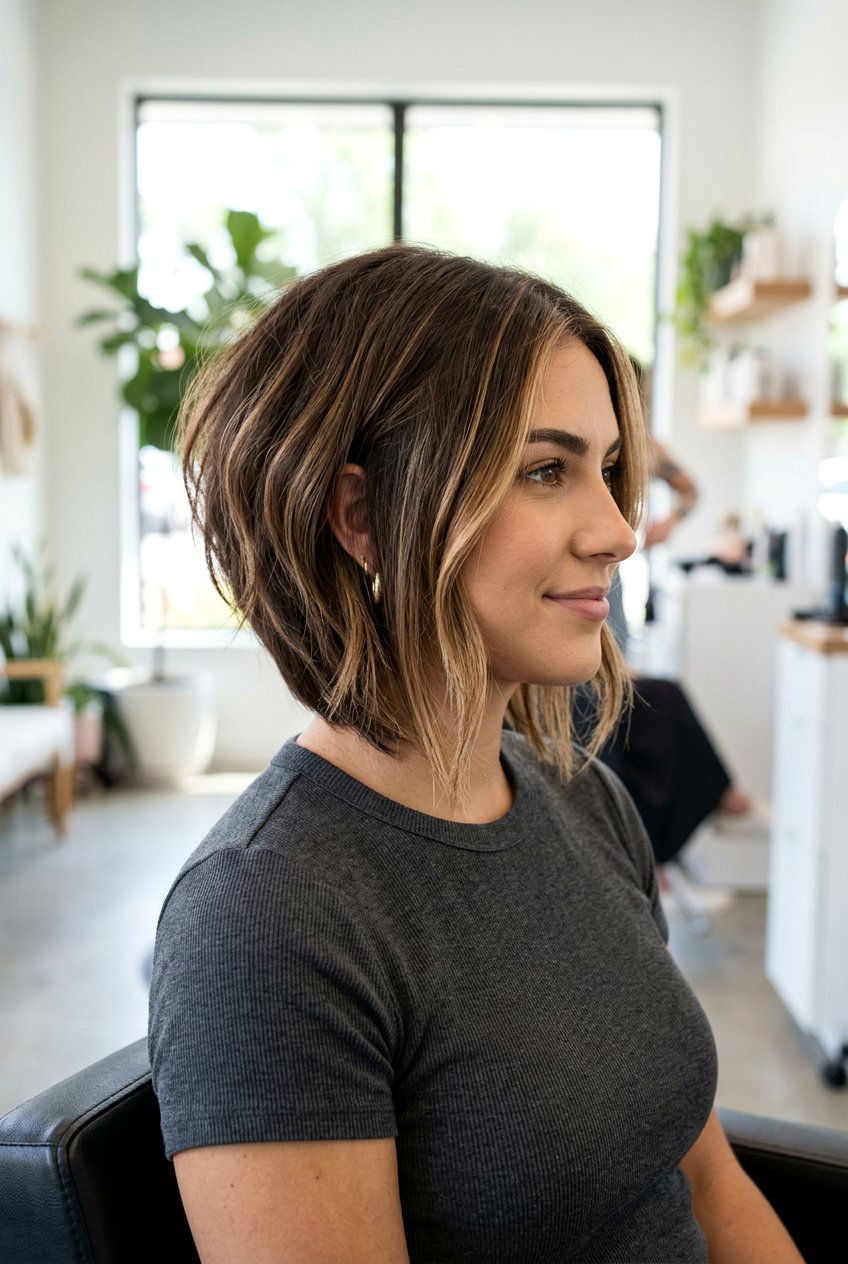 Inverted Brunette Balayage Bob - 20 brunette balayage for bob haircut - 20 brunette balayage for bob haircut