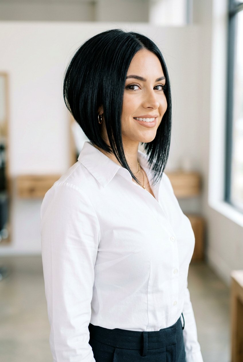 Inverted Glossy Black Bob - 20 glossy black bob haircut - 20 glossy black bob haircut