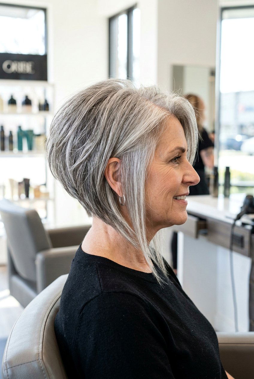 Inverted Layered Bob - 20 layered bob for women over 50 - 20 layered bob for women over 50