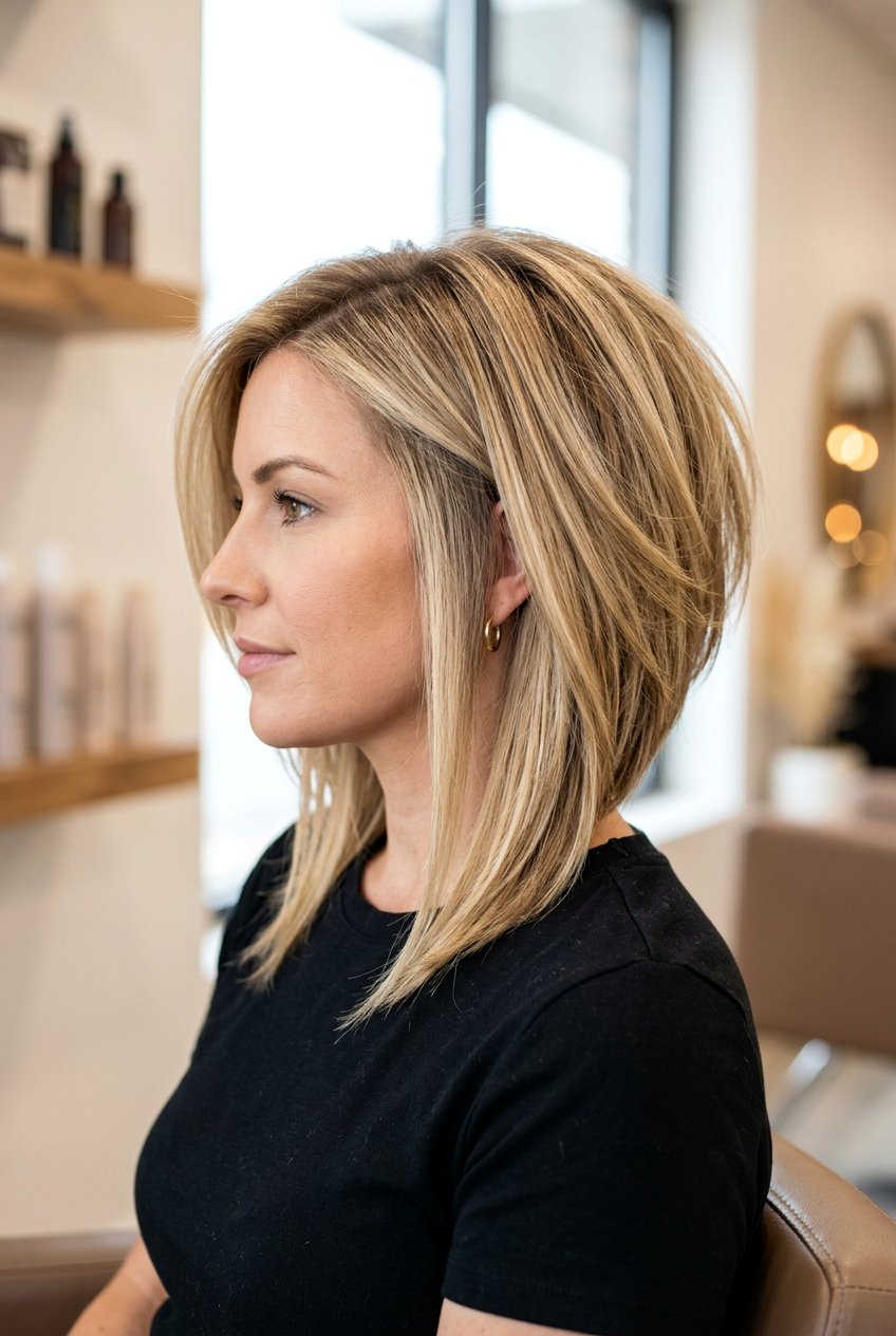 Inverted Layered Shoulder Length Hair - 20 shoulder length layered haircuts - 20 shoulder length layered haircuts