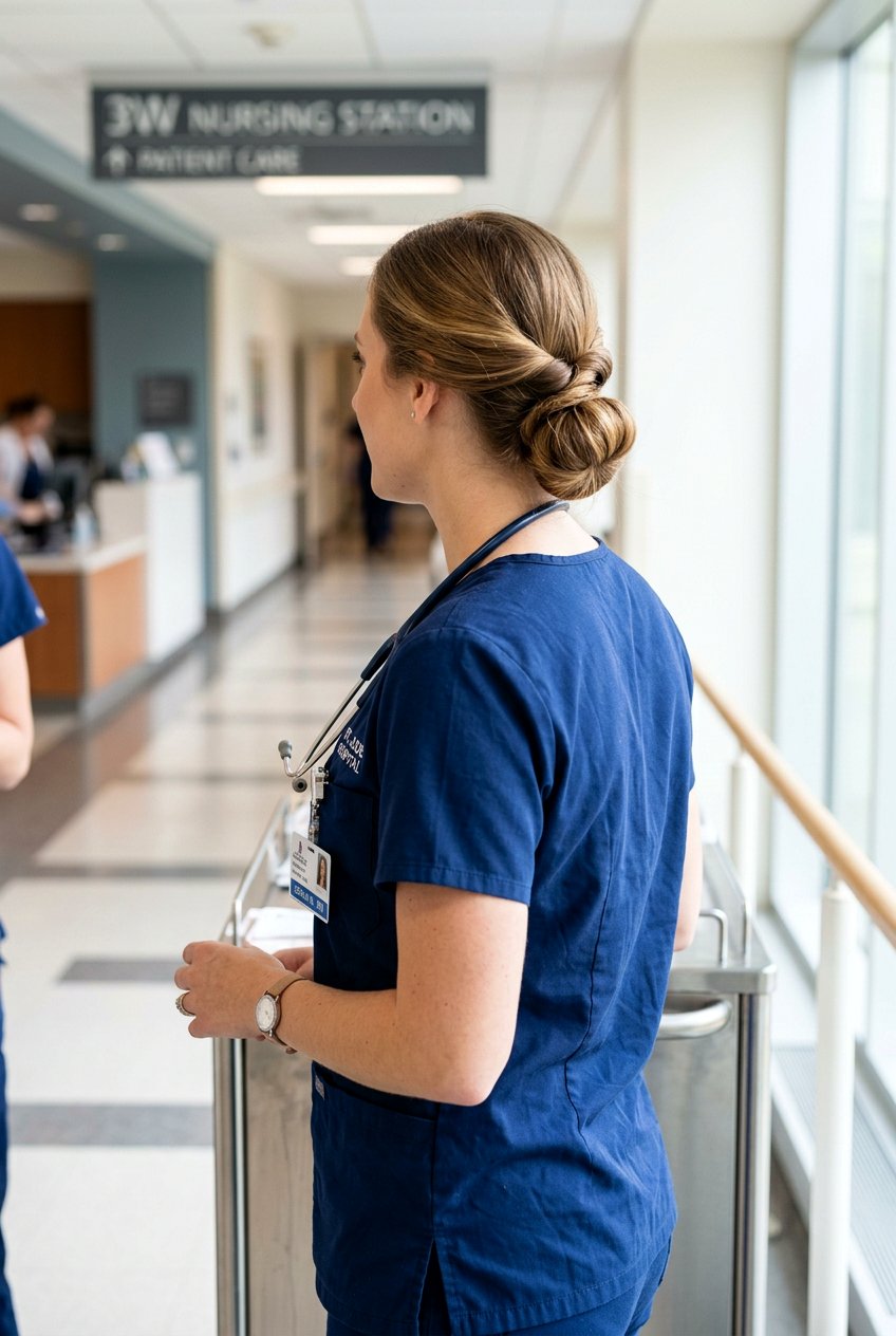 Inverted Ponytail Nurse Bun - 20 nurse bun hairstyles - 20 nurse bun hairstyles