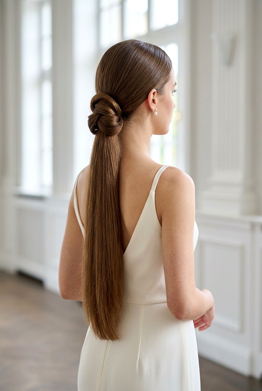 Inverted Ponytail - 20 prom hairstyle for long thick straight hair - 20 prom hairstyle for long thick straight hair