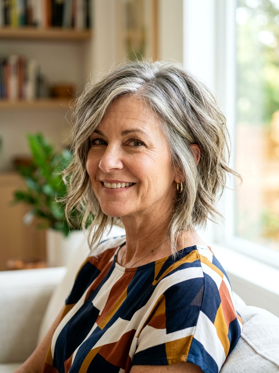 Inverted Shaggy Lob - 20 shoulder length shag for women over 50 - 20 shoulder length shag for women over 50