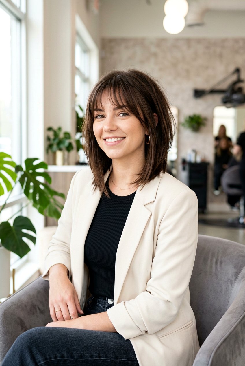 Inverted Shoulder Length Haircut With Wispy Bangs - 20 shoulder length haircut with wispy bangs - 20 shoulder length haircut with wispy bangs