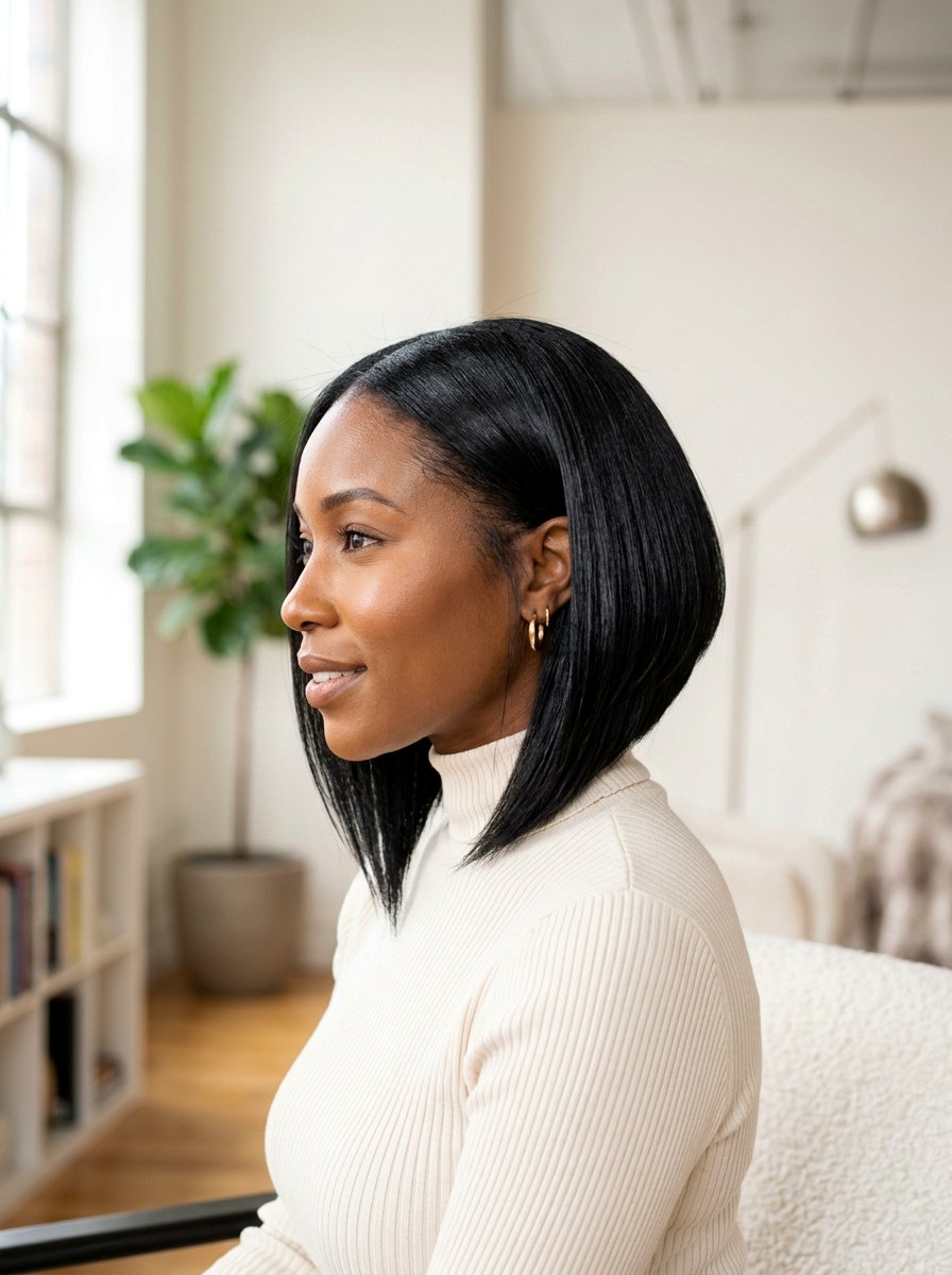 Inverted Silk Press Bob - 20 silk press bob for fine hair - 20 silk press bob for fine hair