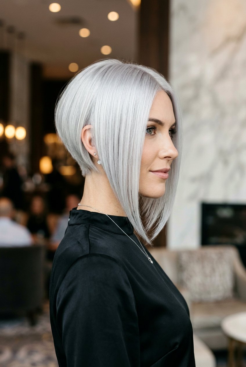 Inverted Silver Bob - 20 low maintenance gray bob haircut - 20 low maintenance gray bob haircut