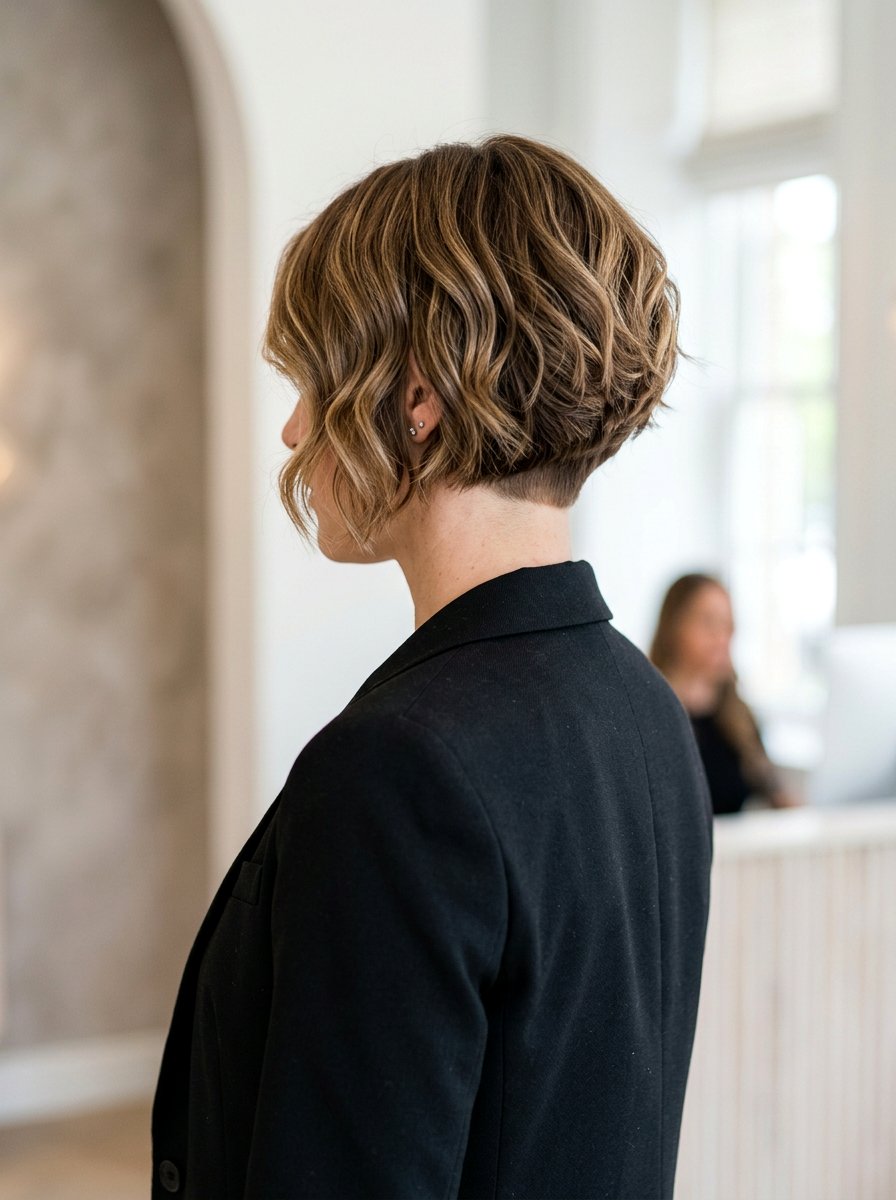 Inverted Wavy Chin Length Bob With Layers - 20 wavy chin length bob with layers - 20 wavy chin length bob with layers