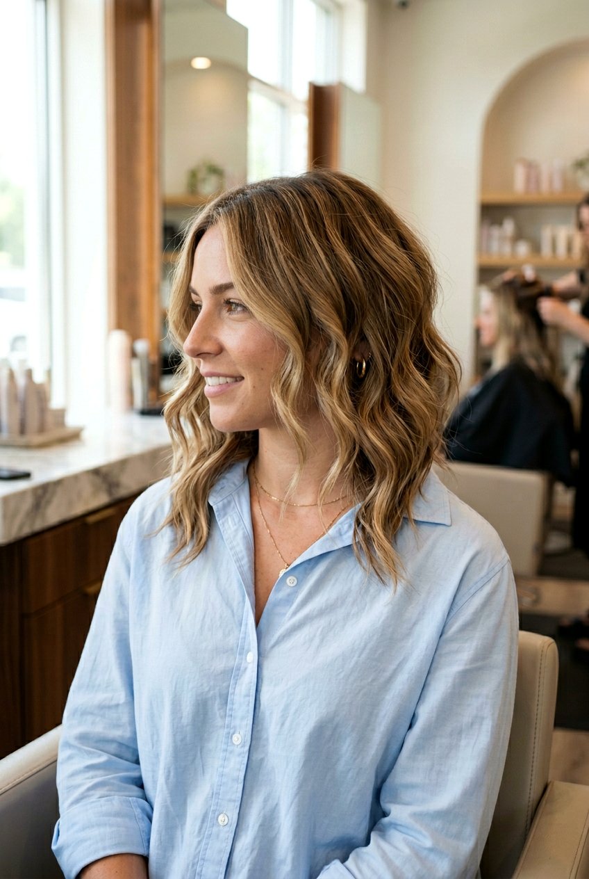 Inverted Wavy Lob - 20 office hairstyle for thick wavy hair - 20 office hairstyle for thick wavy hair