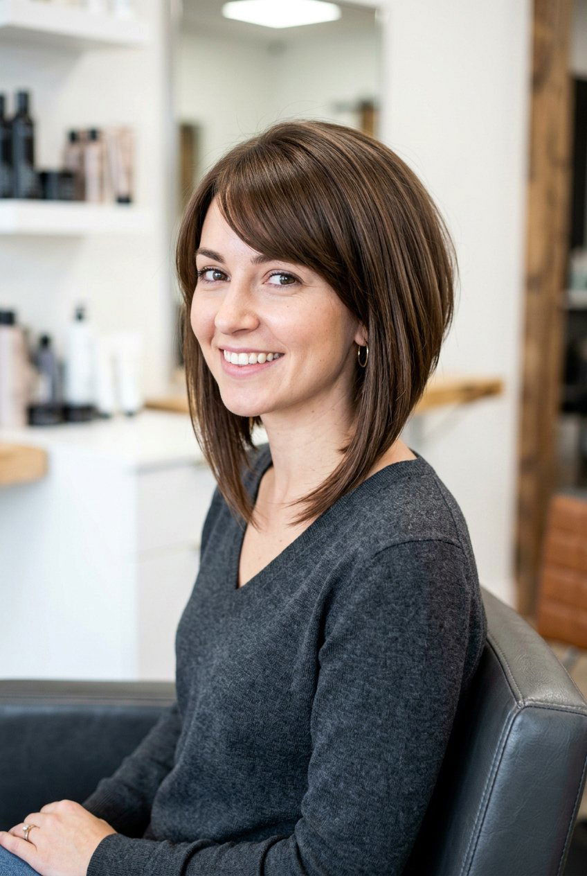 Inverted bob with side bangs - 20 short hairstyles with bangs - 20 short hairstyles with bangs