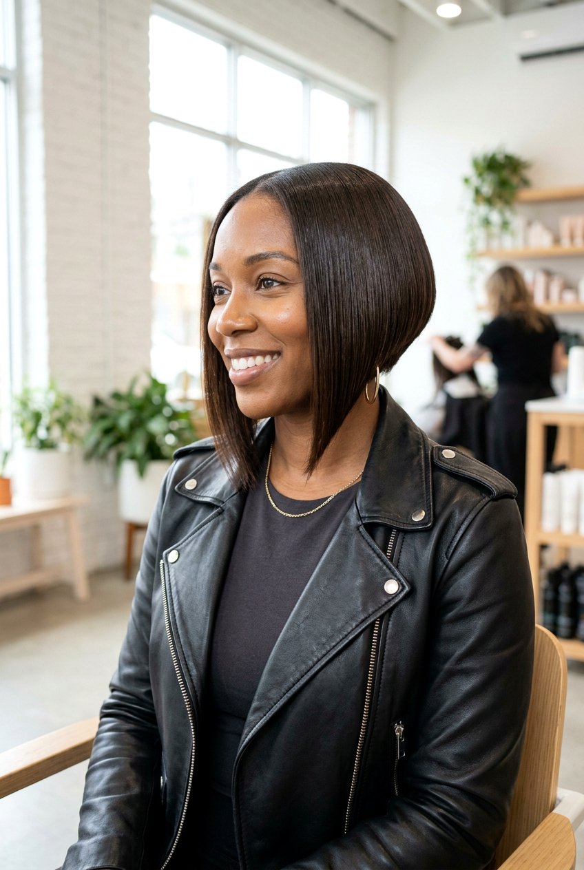 Inverted silk press bob - 20 silk press on short natural bob - 20 silk press on short natural bob