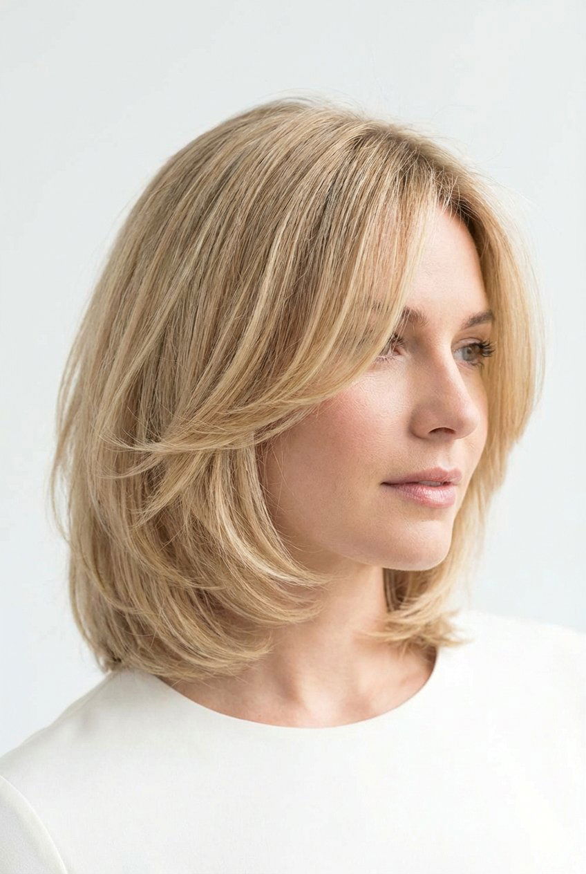 Inward flicked feathered haircut - 20 feathered haircuts for medium hair - 20 feathered haircuts for medium hair