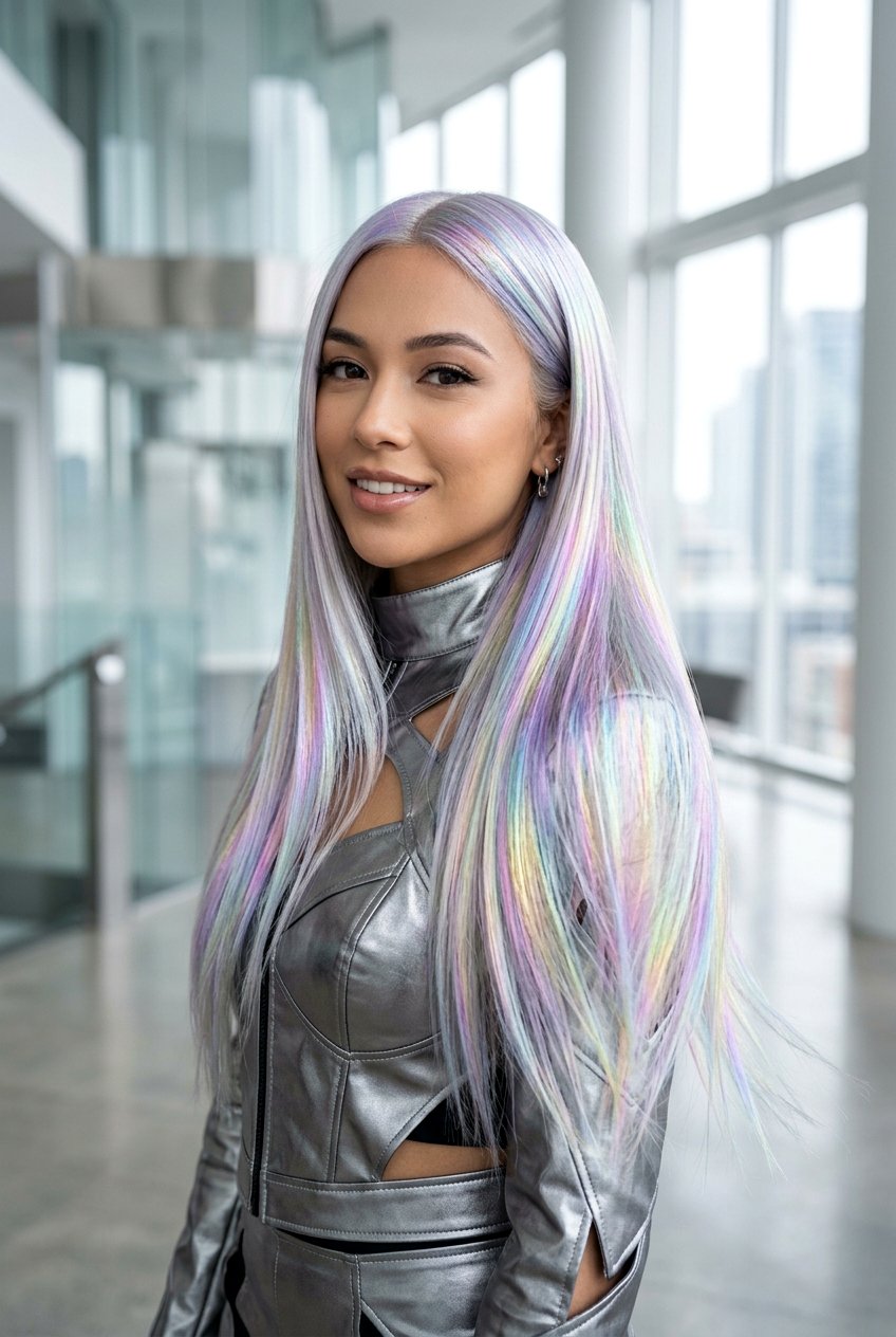 Iridescent Holographic Silver Hair - 20 iridescent hair color - 20 iridescent hair color