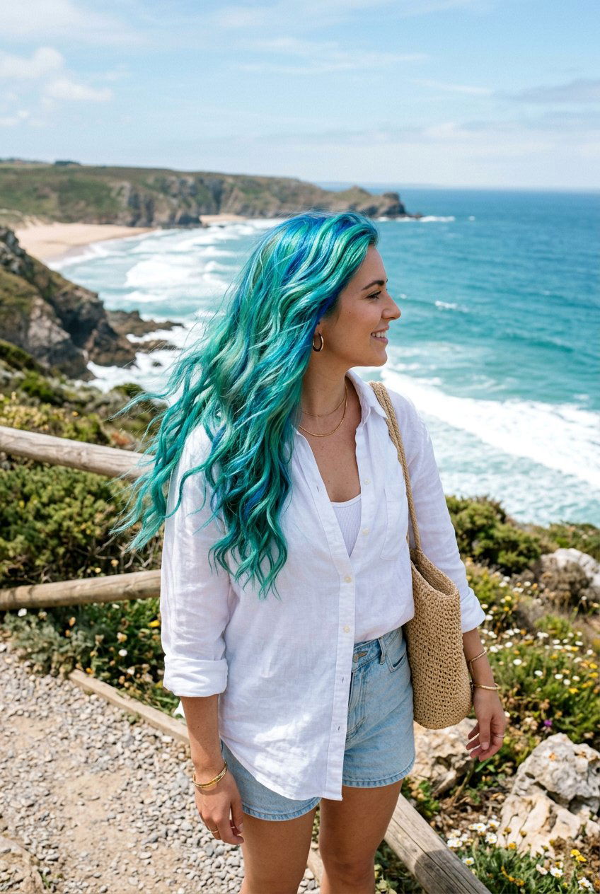 Iridescent Mermaid Blue Green Hair - 20 iridescent hair color - 20 iridescent hair color