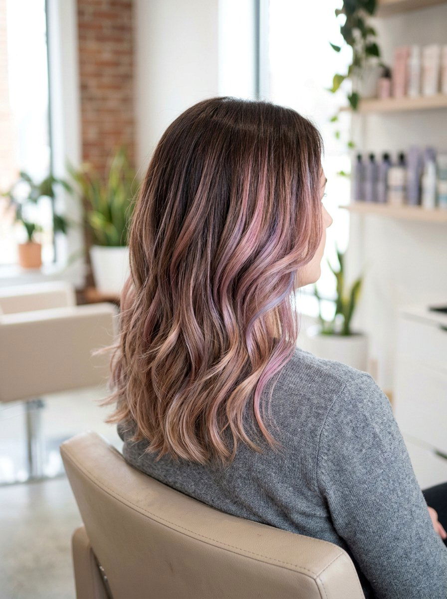 Iridescent Pastel Balayage On Brown Hair - 20 iridescent pastel balayage - 20 iridescent pastel balayage