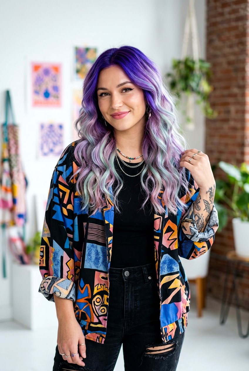 Iridescent Vibrant Roots With Pastel Ends - 20 iridescent hair color - 20 iridescent hair color