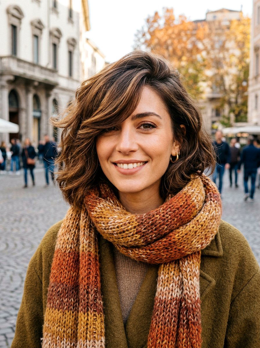 Italian Lob With Side Swept Bangs - 20 italian lob haircut with movement - 20 italian lob haircut with movement