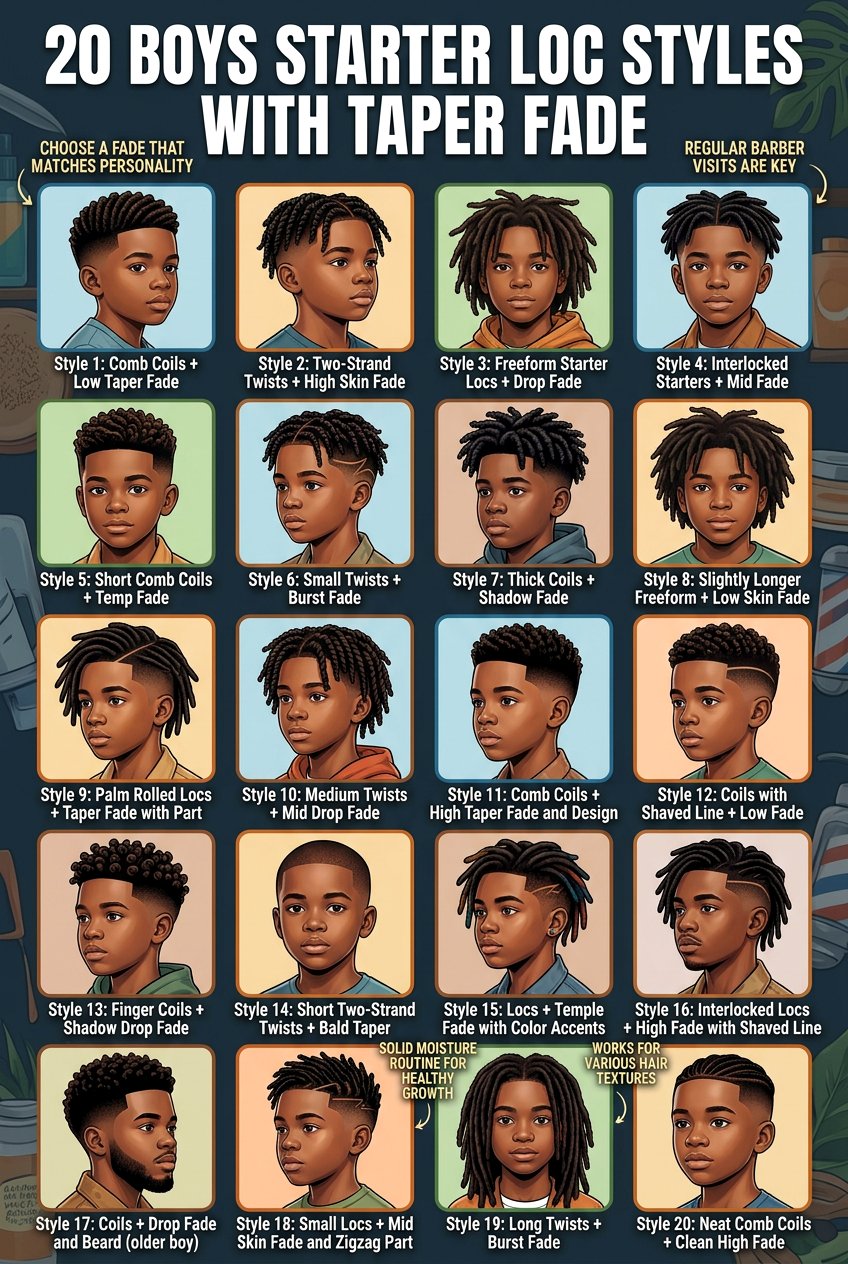Item22 - 20 boys starter loc styles with taper fade - 20 boys starter loc styles with taper fade