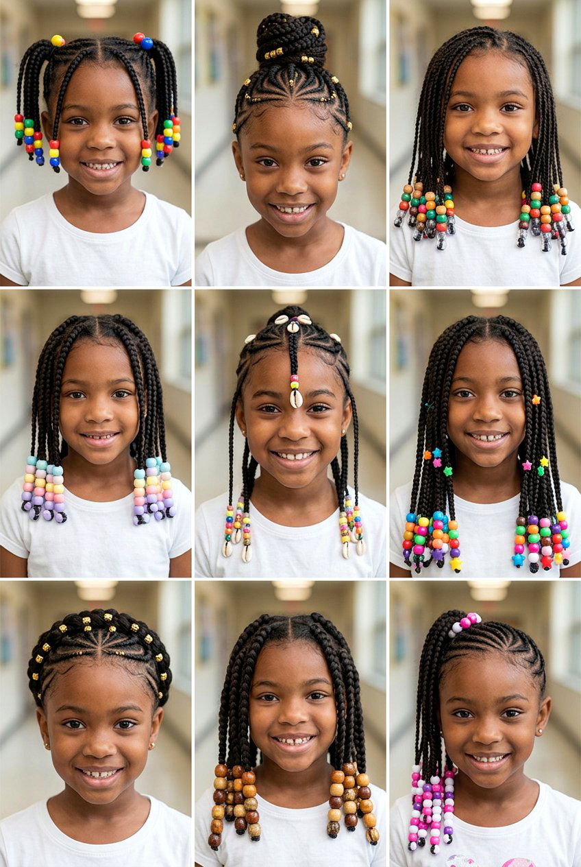 Item22 - 20 school braid styles for black girls with beads - 20 school braid styles for black girls with beads