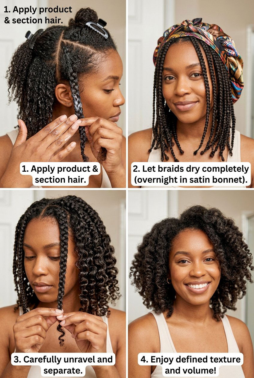 Item22 - 20 braid out on medium natural hair - 20 braid out on medium natural hair