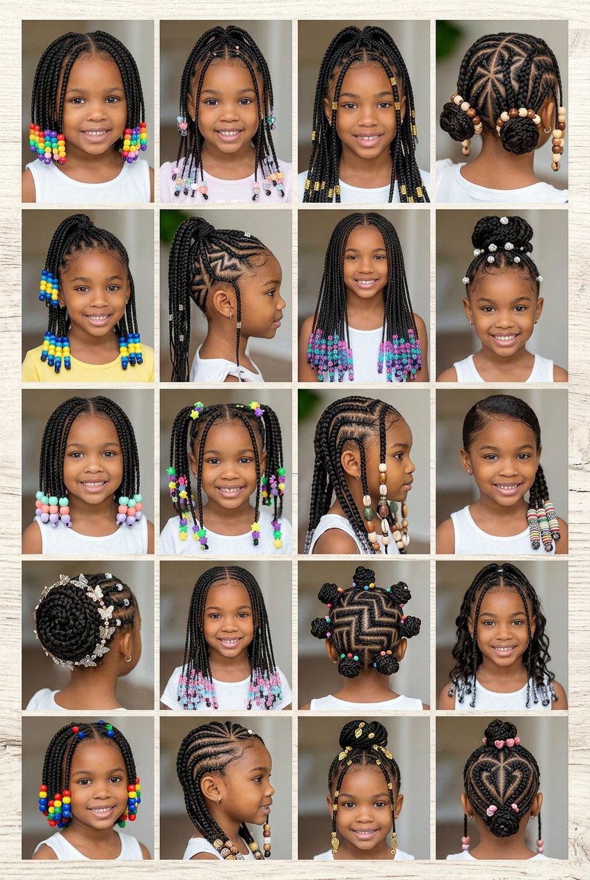 20 Adorable Kids Knotless Braids With Beads for Your Little One