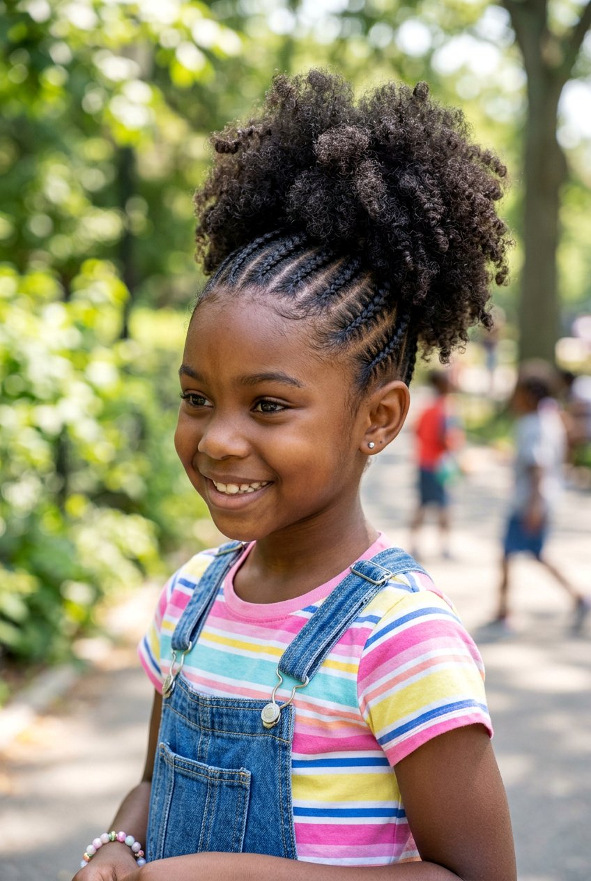 Item23 - 20 little girls cornrows with curly ponytail - 20 little girls cornrows with curly ponytail