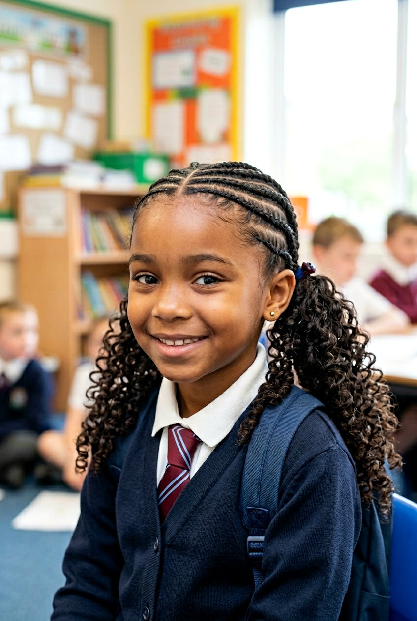 Item25 - 20 little girls cornrows with curly ponytail - 20 little girls cornrows with curly ponytail