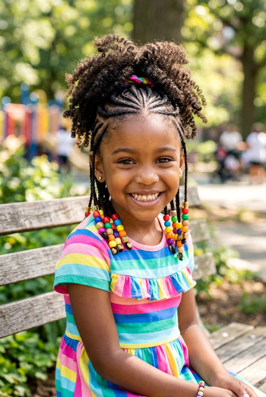 Item26 - 20 little girls cornrows with curly ponytail - 20 little girls cornrows with curly ponytail