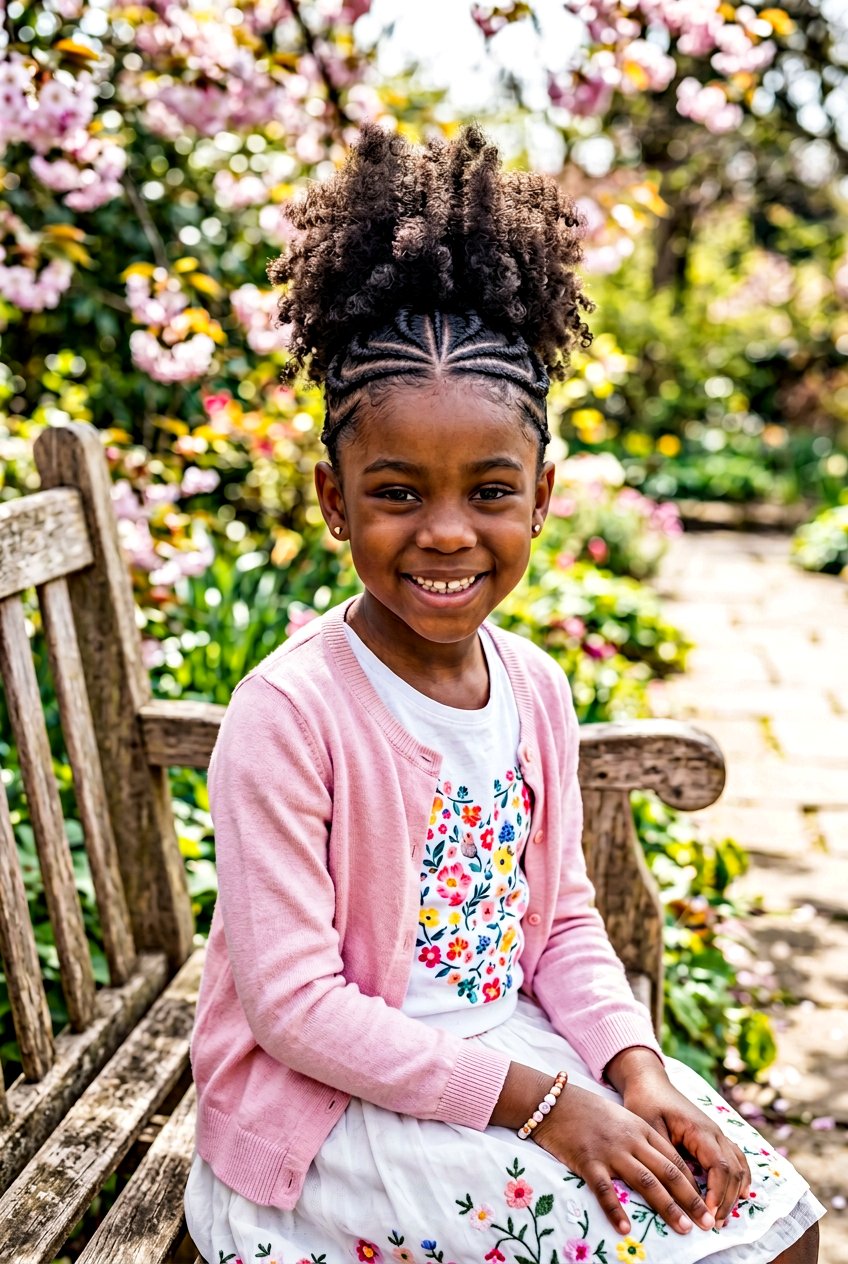 Item27 - 20 little girls cornrows with curly ponytail - 20 little girls cornrows with curly ponytail