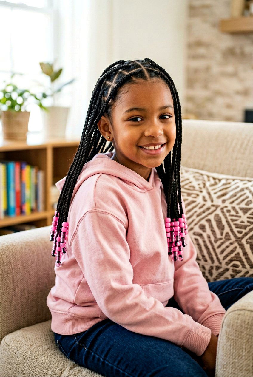 Item27 - 20 kids knotless braids with beads - 20 kids knotless braids with beads