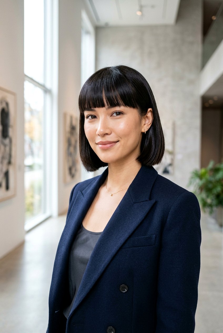 Jaw Length French Bob With Blunt Bangs - 20 jaw length french bob - 20 jaw length french bob