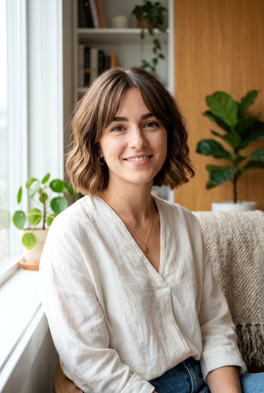 Jaw Length French Bob With Curtain Bangs - 20 jaw length french bob - 20 jaw length french bob