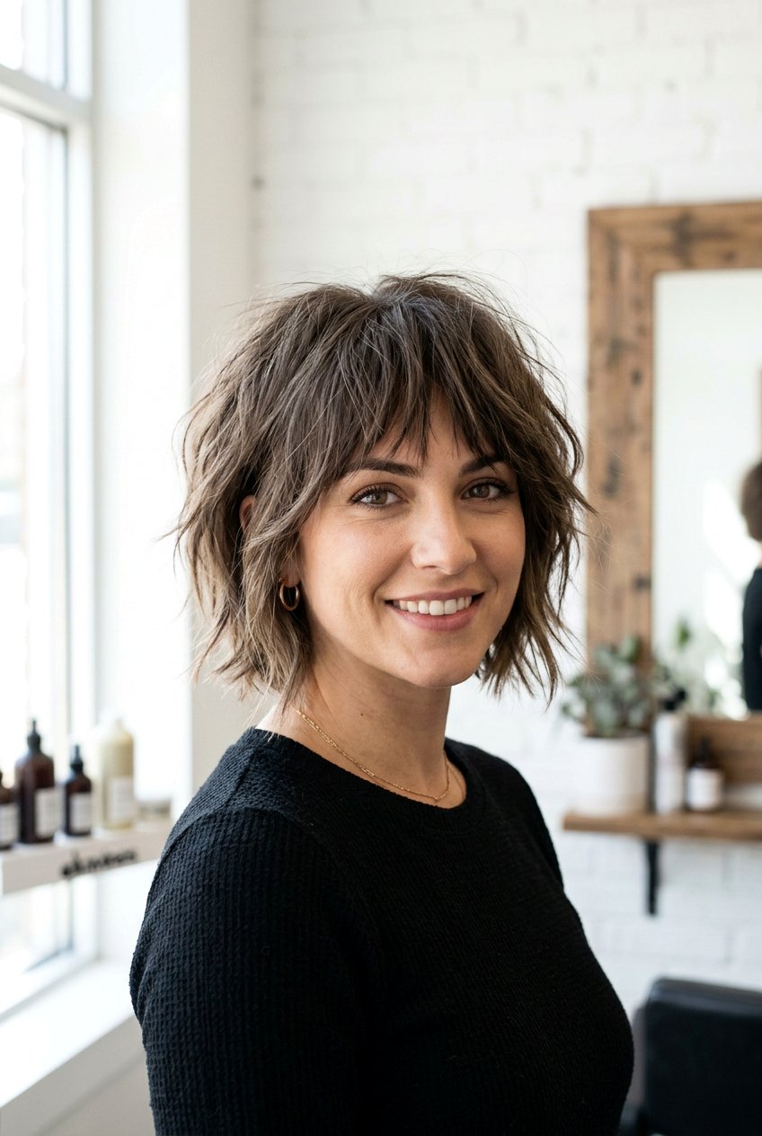 Jaw Length French Bob With Shaggy Texture - 20 jaw length french bob - 20 jaw length french bob