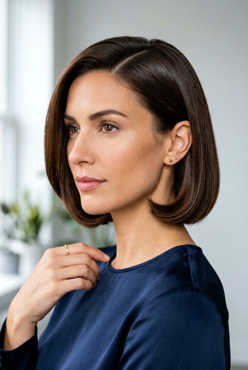 Jaw Skimming Curled Under Bob With Side Part - 20 curled under bob hairstyle - 20 curled under bob hairstyle