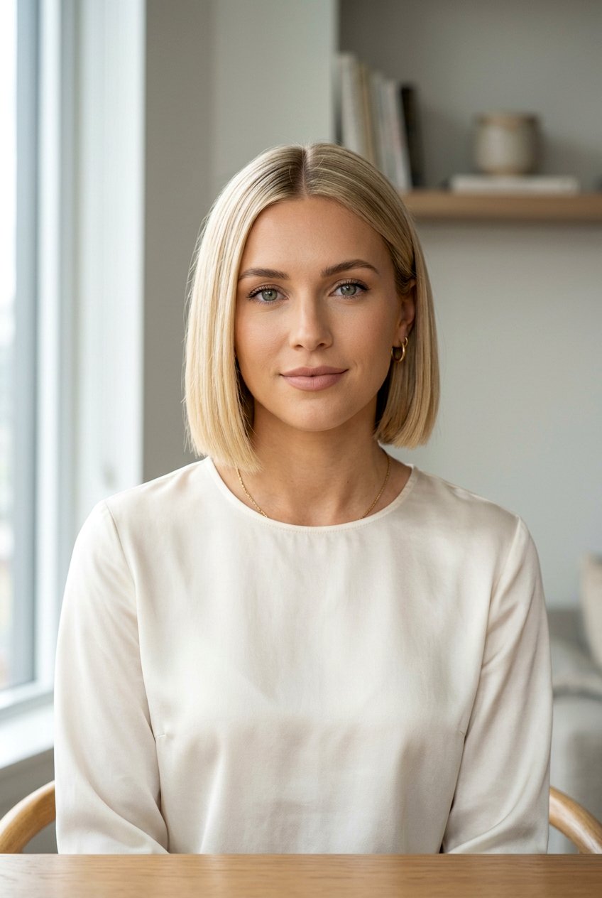 Jaw length bob with middle part - 20 90s bob for fine hair women - 20 90s bob for fine hair women