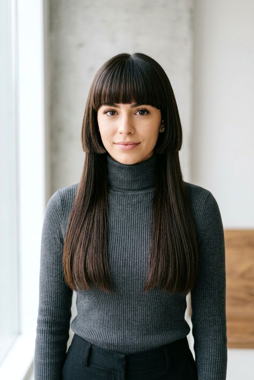 Jellyfish Haircut With Blunt Bangs For Long Straight Hair - 20 jellyfish haircut for long straight hair - 20 jellyfish haircut for long straight hair