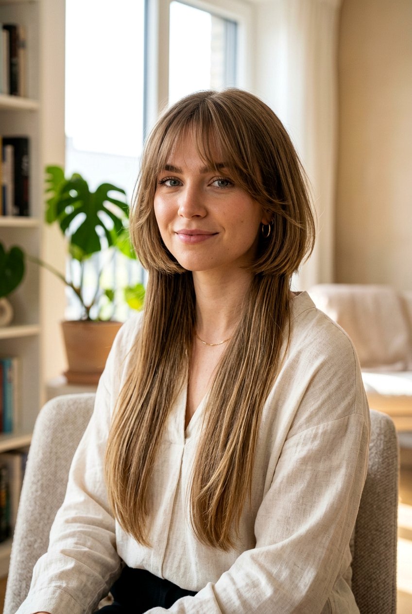 Jellyfish Haircut With Center Part Bangs For Long Straight Hair - 20 jellyfish haircut for long straight hair - 20 jellyfish haircut for long straight hair