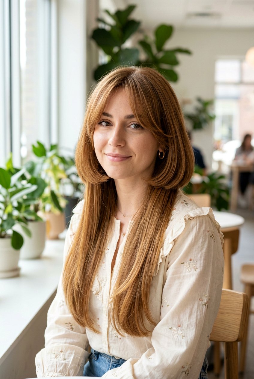 Jellyfish Haircut With Long Curtain Bangs For Straight Hair - 20 jellyfish haircut for long straight hair - 20 jellyfish haircut for long straight hair