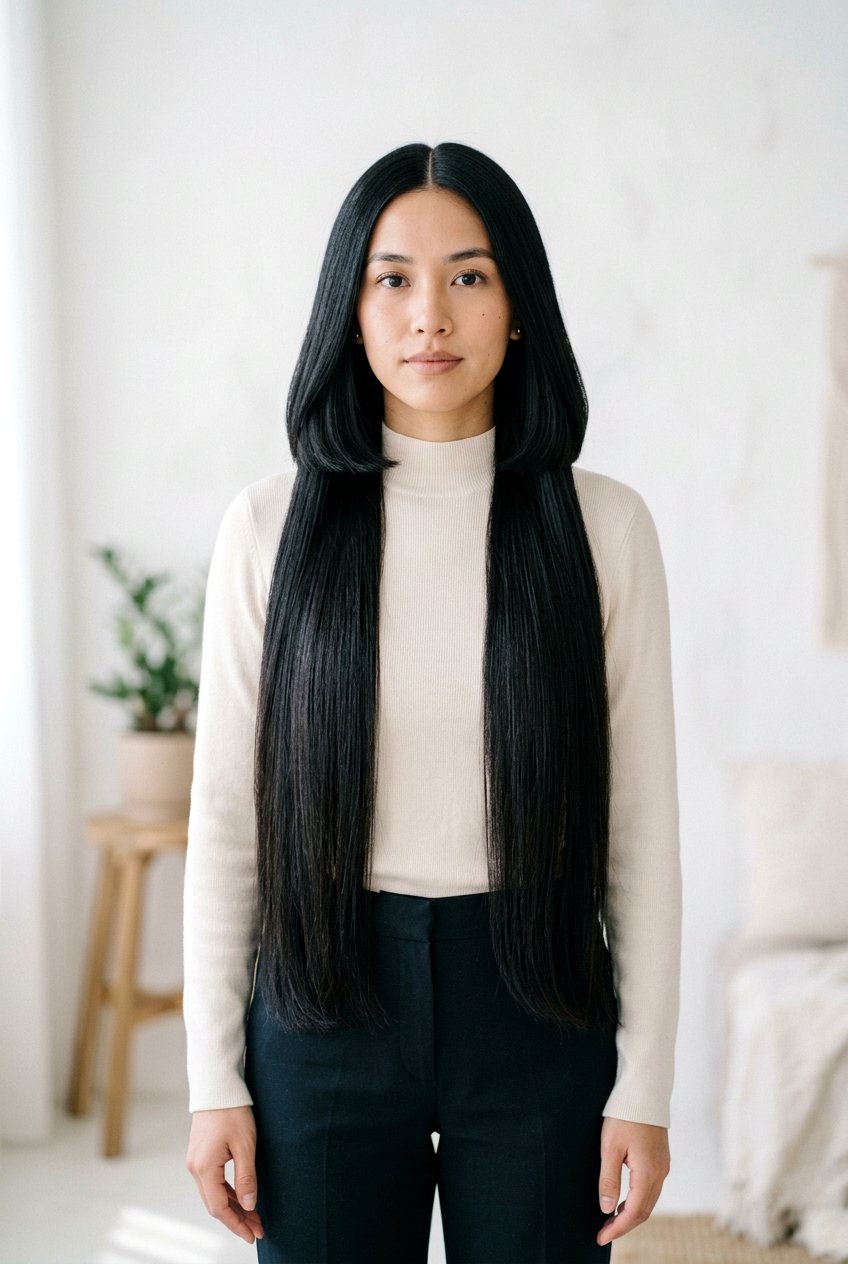 Jellyfish Haircut With Straight Ends And Middle Part For Long Hair - 20 jellyfish haircut for long straight hair - 20 jellyfish haircut for long straight hair