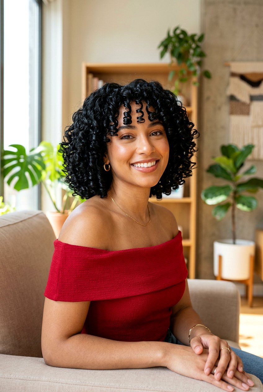 Jet Black Curly Bob - 20 hair color ideas for curly bob hair - 20 hair color ideas for curly bob hair